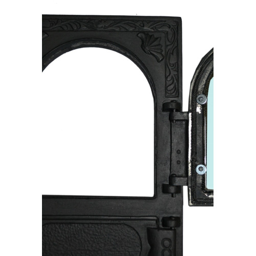 Liatinový kachľový štít hermetický presklený HELA - čierny