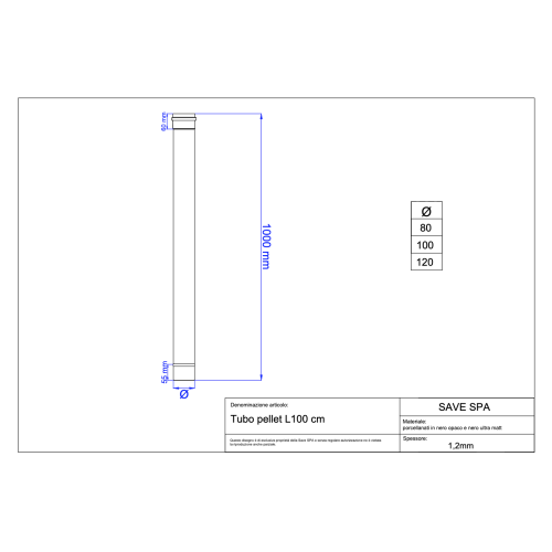 Dymovod rúrka pre peletové kachle priemer 80-1000 mm čierny matný smalt