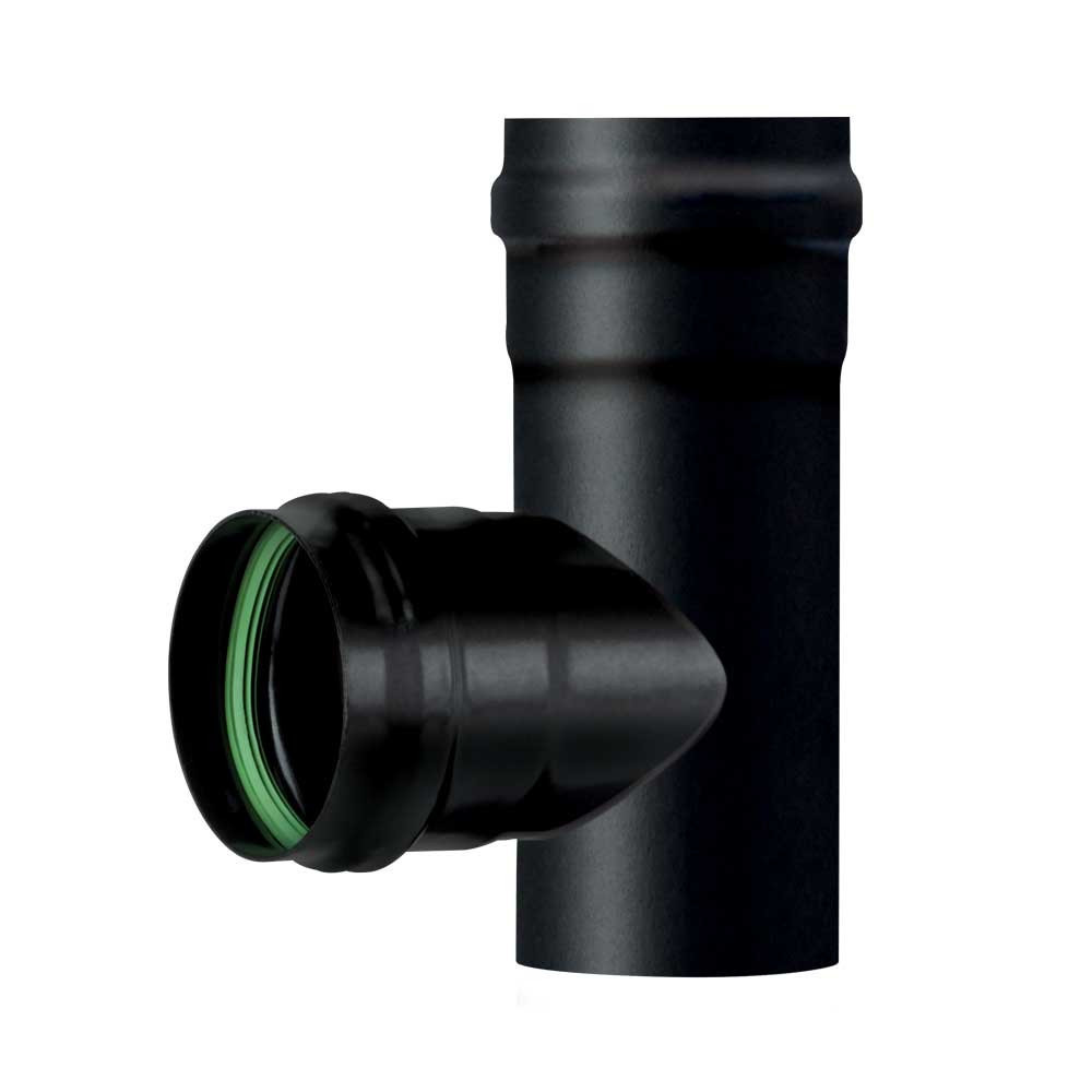 T kus F/F dymovod na peletové kachle pr. 100 mm smalt čierny matný