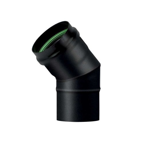 Koleno dymovod peletové kachle priemer 100/45 ° čierny matný smalt