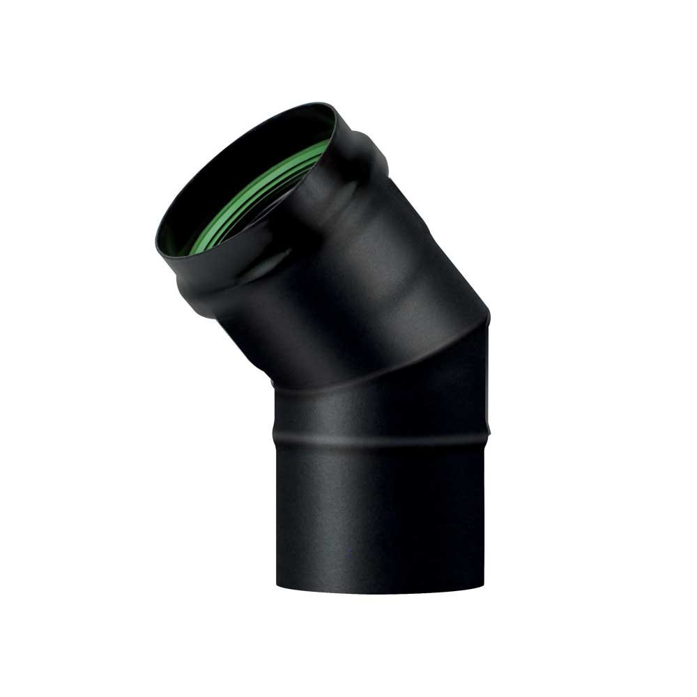 Koleno dymovod peletové kachle priemer 100/45 ° čierny matný smalt