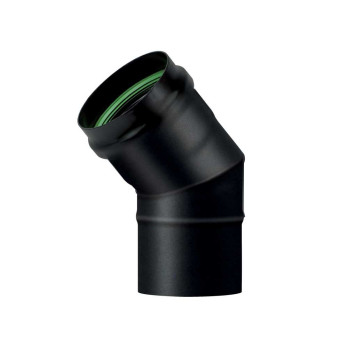 Koleno dymovod peletové kachle priemer 100/45 ° čierny matný smalt