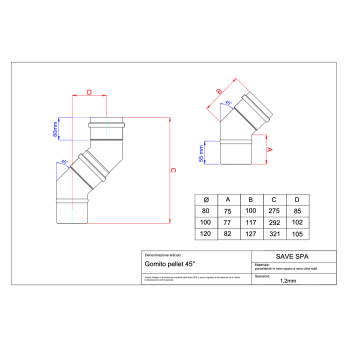 Koleno dymovod peletové kachle priemer 100/45 ° čierny matný smalt
