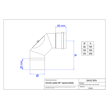 Koleno dymovod peletové kachle priemer 100/90 ° čierny s čistiacim otvorom matný smalt
