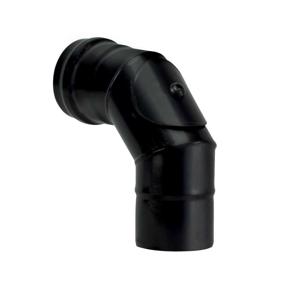 Koleno dymovod peletové kachle priemer 100/90 ° čierny s čistiacim otvorom matný smalt