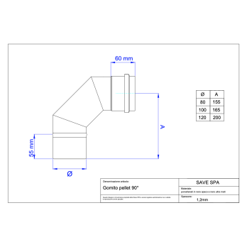 Koleno dymovod peletové kachle priemer 100/90 ° čierny matný smalt