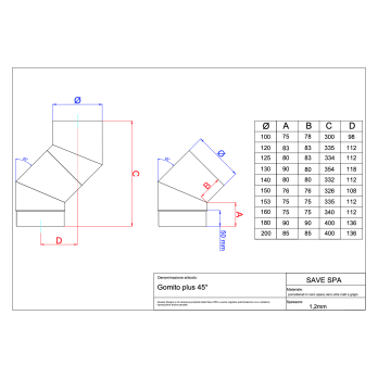 Koleno 45 st - 130mm/1,2mm smaltovaná čierna