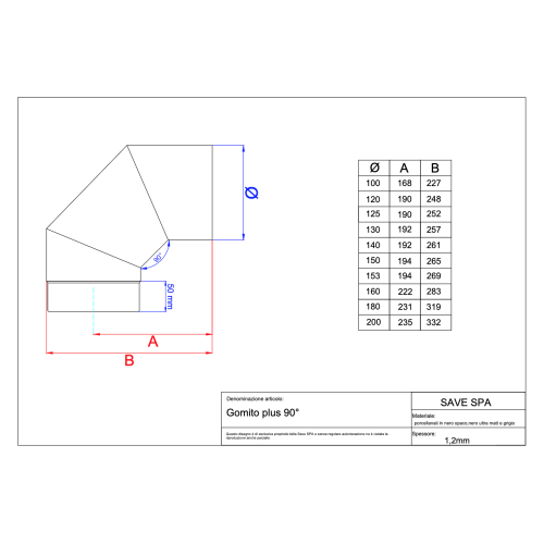 Koleno 90 st - 130mm/1,2mm smaltovaná čierna