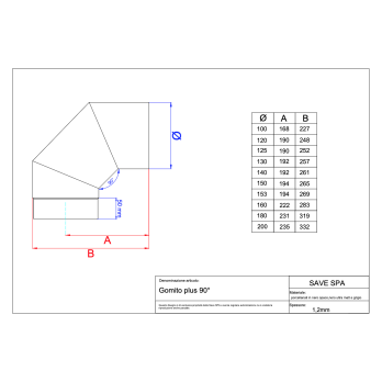 Koleno 90 st - 130mm/1,2mm smaltovaná čierna