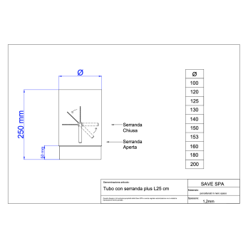 Rúra 150mm/25cm - klapka/1,2mm smaltovaná čierna