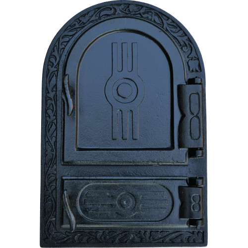 Liatinový kachľový štít - KLASIK - OBLÚK-čierna