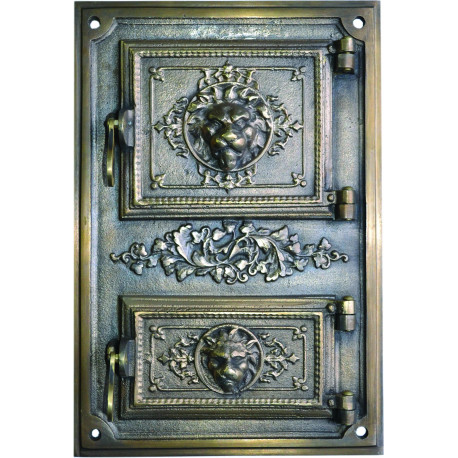 Liatinový kachľový štít - LEV - mosadz