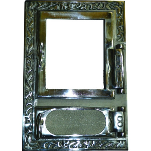 Liatinový kachľový štít hermetický presklený HANA - nikel