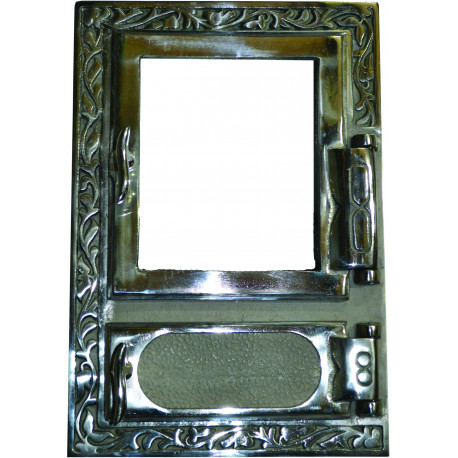 Liatinový kachľový štít hermetický presklený HANA - nikel