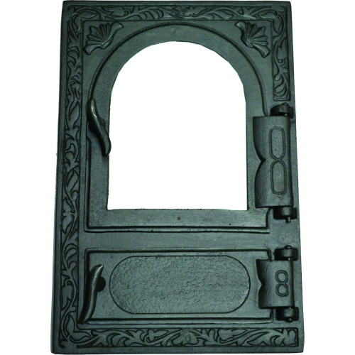 Liatinový kachľový štít hermetický presklený HELA - čierny