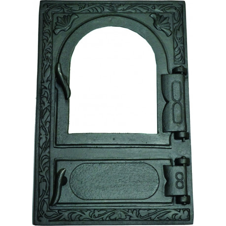 Liatinový kachľový štít hermetický presklený HELA - čierny