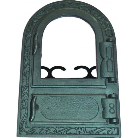 Liatinový kachľový štít hermetický presklený ANETA