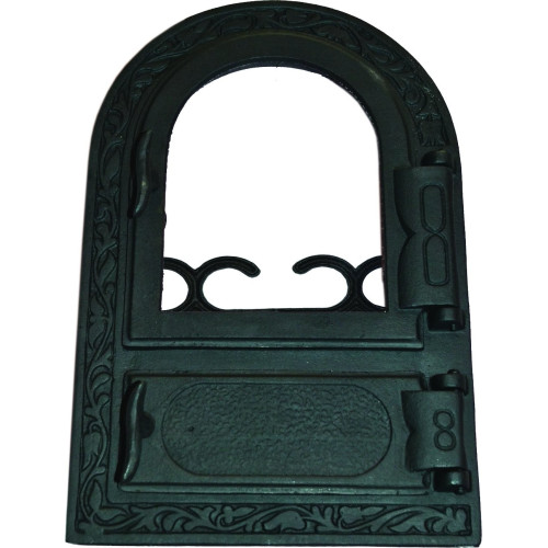 Liatinový kachľový štít hermetický presklený ANETA - čierna