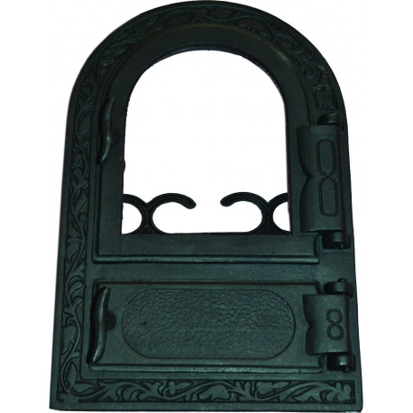 Liatinový kachľový štít hermetický presklený ANETA - čierna