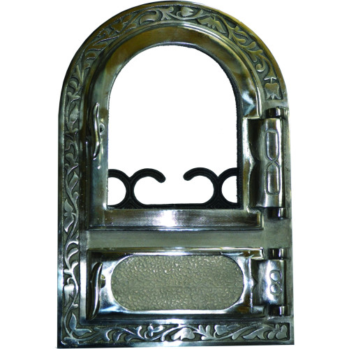 Liatinový kachľový štít hermetický presklený ANETA - nikel