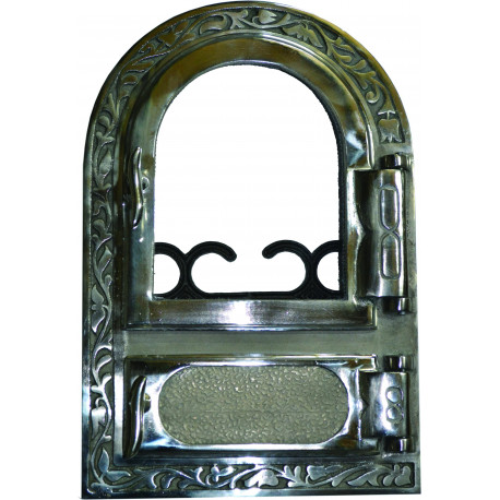 Liatinový kachľový štít hermetický presklený ANETA - nikel