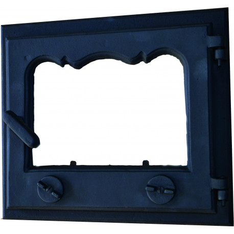 Liatinový kachľový štít hermetický - GLORIA PLUS presklený s reguláciou vzduchu-čierna