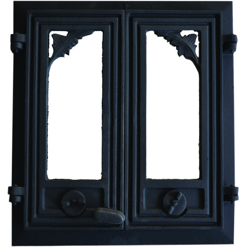 Liatinové dvierka pecové -BRIT PLUS-sklo s reguláciou vzduchu-čierna