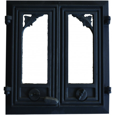 Liatinové dvierka pecové -BRIT PLUS-sklo s reguláciou vzduchu-čierna