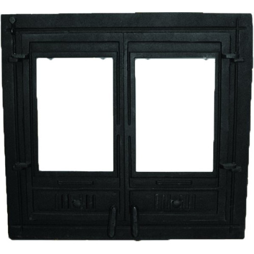 Liatinové dvierka HERMÍNA - presklená s reguláciou vzduchu-čierna