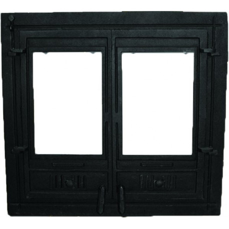 Liatinové dvierka HERMÍNA - presklená s reguláciou vzduchu-čierna