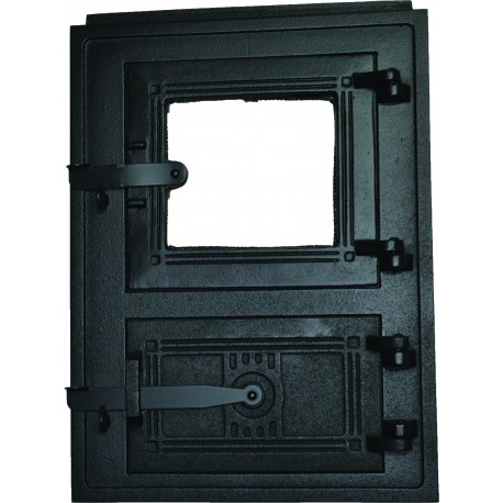 Liatinové dvierka kuchynské - 3T -SKLO- stredný -mosadz