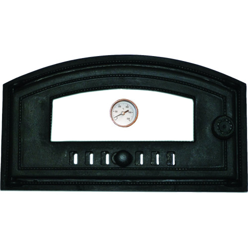 Pizza dvierka VENEZIA - ĽAVÁ, presklená - čierna + teplomer