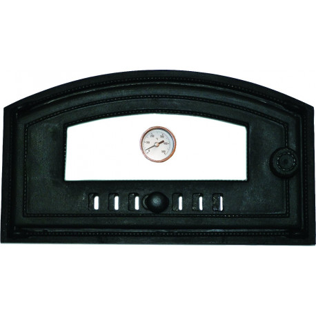 Pizza dvierka VENEZIA - ĽAVÁ, presklená - čierna + teplomer