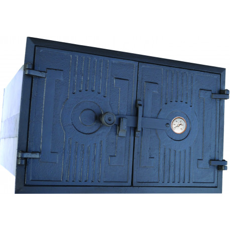 Pec liatinová - HRANA- veľká-čierna - plech. telo + teplomer