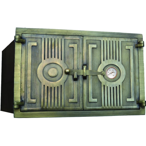 Pec liatinová - HRANA - veľká - mosadz - plech. telo + teplomer