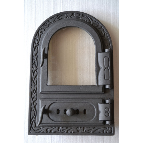 Liatinový kachľový štít hermetický presklený ADÉLA s reguláciou vzduchu