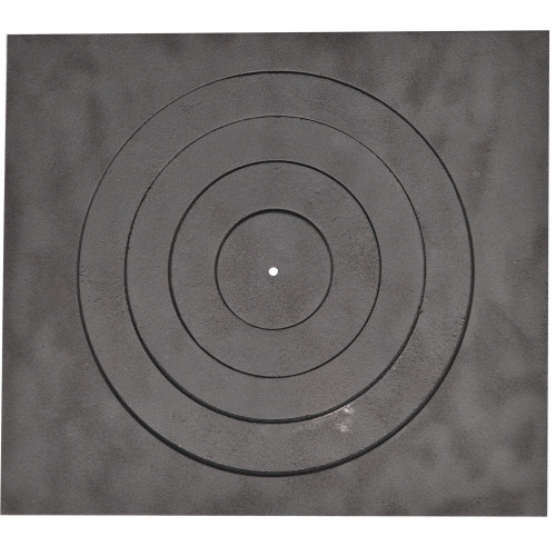 Liatinová platňa 460 x 410 mm kachľová široká s 1.otvorom - otvor 330 mm