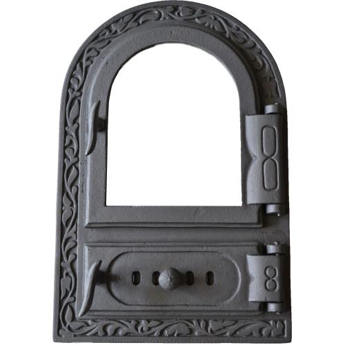 Liatinový kachľový štít hermetický presklený ADÉLA s reguláciou vzduchu