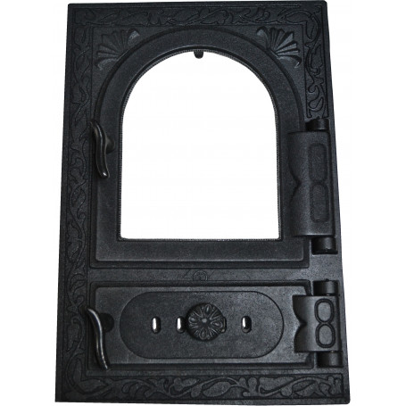 Liatinový kachľový štít hermetický presklený JARKA s reguláciou vzduchu - čierna