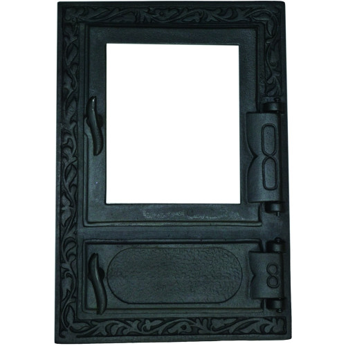 Liatinový kachľový štít hermetický presklený HANA - čierny