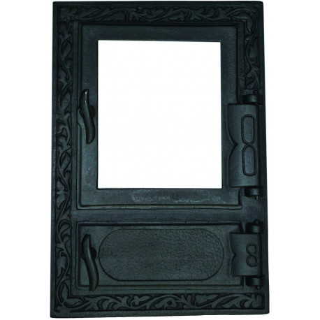 Liatinový kachľový štít hermetický presklený HANA - čierny