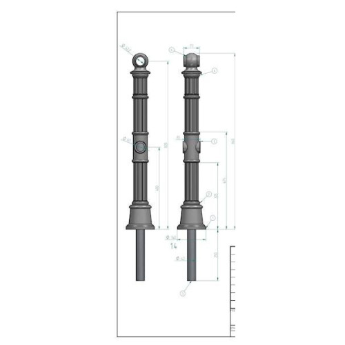 Pouličný stĺpik GI - 860mm - bariérový