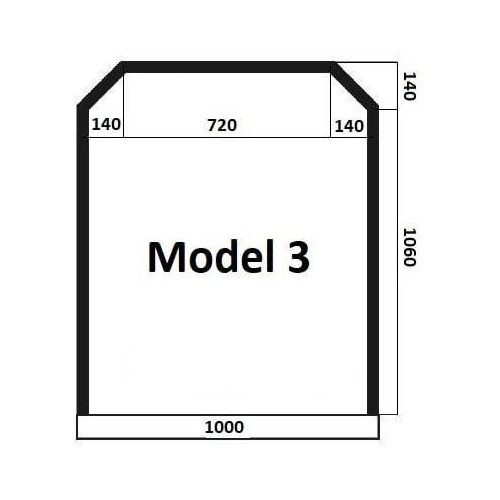 Model 3 - sklo pod kachle