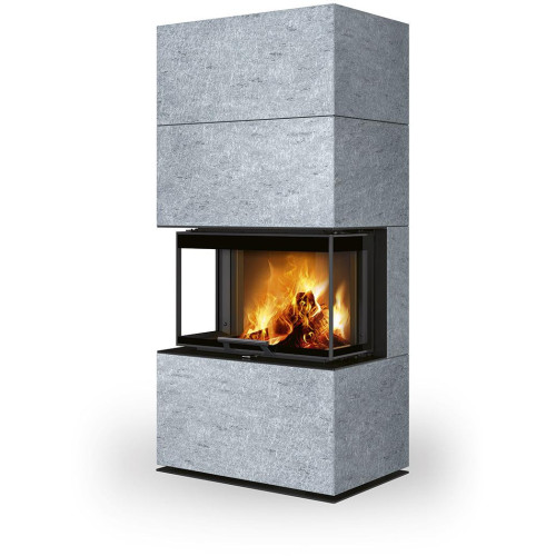CARA C kameň - dizajnový akumulačný krb s výsuvnými dvierkami