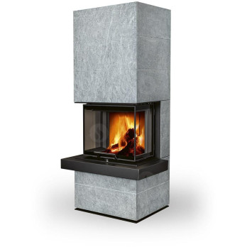 CARA CS 02 kameň - dizajnový akumulačný krb s výsuvnými dvierkami
