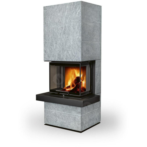 CARA CS 02 kameň - dizajnový akumulačný krb s výsuvnými dvierkami