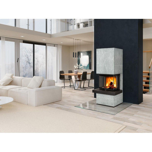 CARA CS 02 kameň - dizajnový akumulačný krb s výsuvnými dvierkami