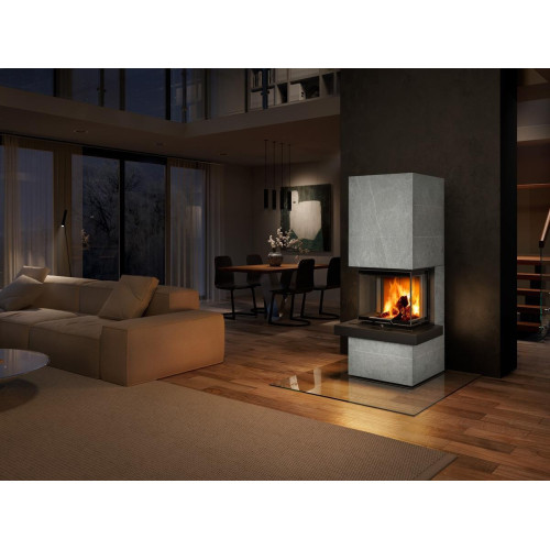 CARA CS 02 kameň - dizajnový akumulačný krb s výsuvnými dvierkami