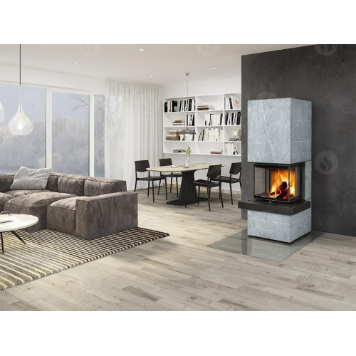 CARA CS 02 kameň - dizajnový akumulačný krb s výsuvnými dvierkami