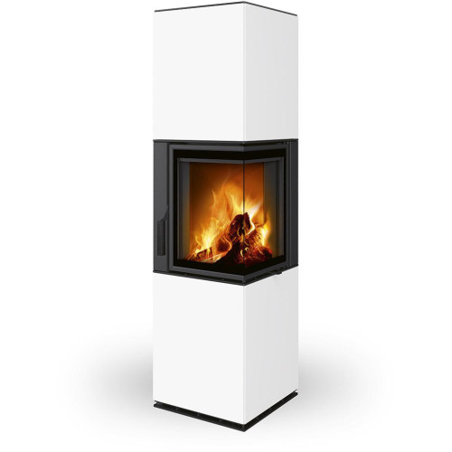 HARMONY R/L HA keramika - kachľový rohový akumulačný krb, Delené sklo